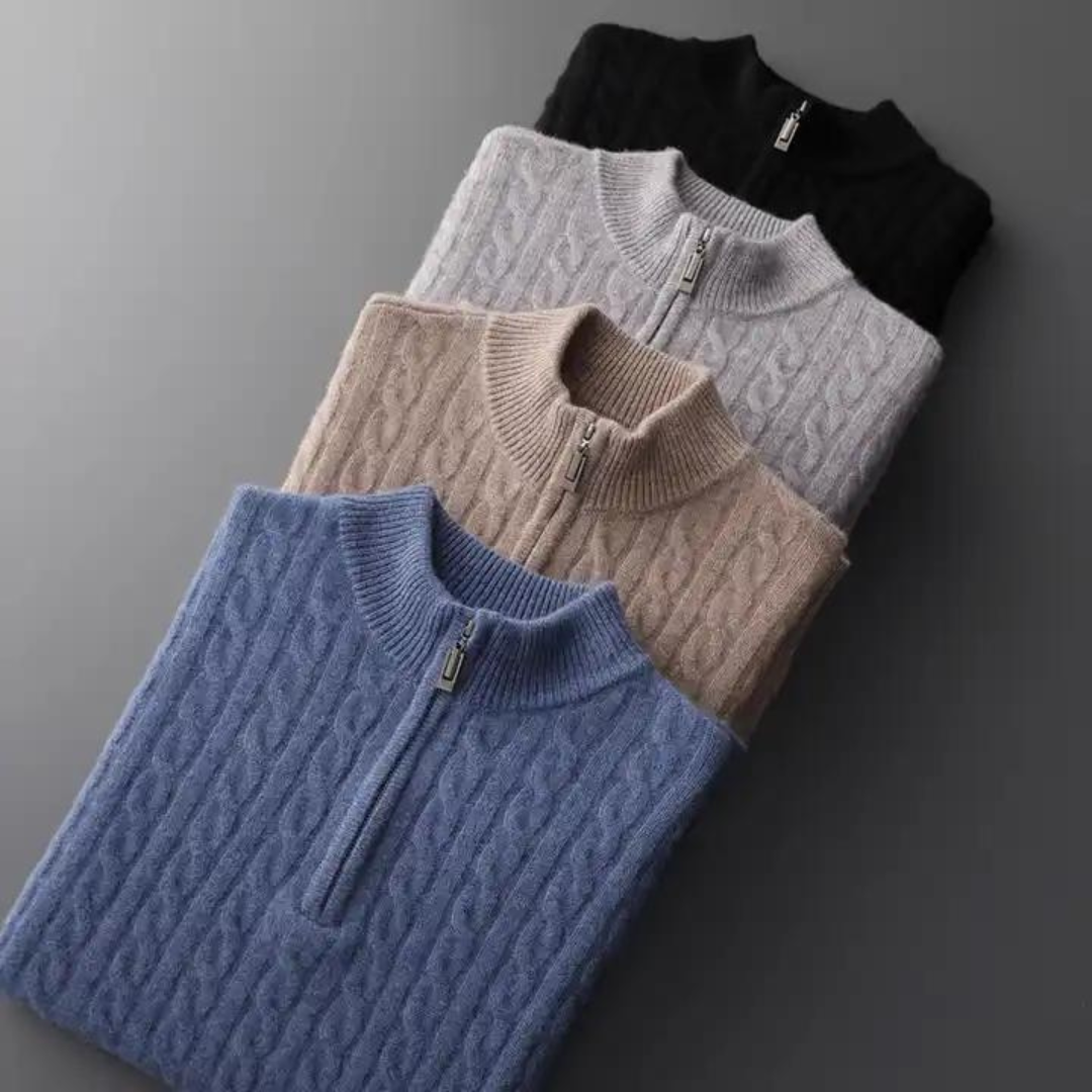 Suéter Meio-Zipper 100% Cashmere Elite