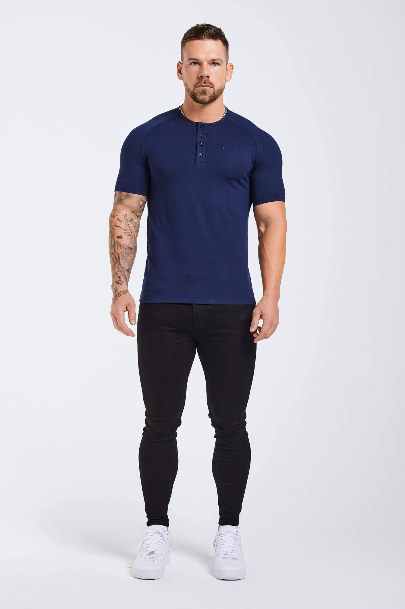BLUSA HENLEY COM BOTÕES NA FRENTE - MARINHO