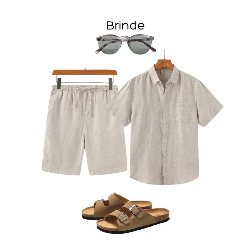 Kit Camisa e Short de Linho com Sándalia Elite