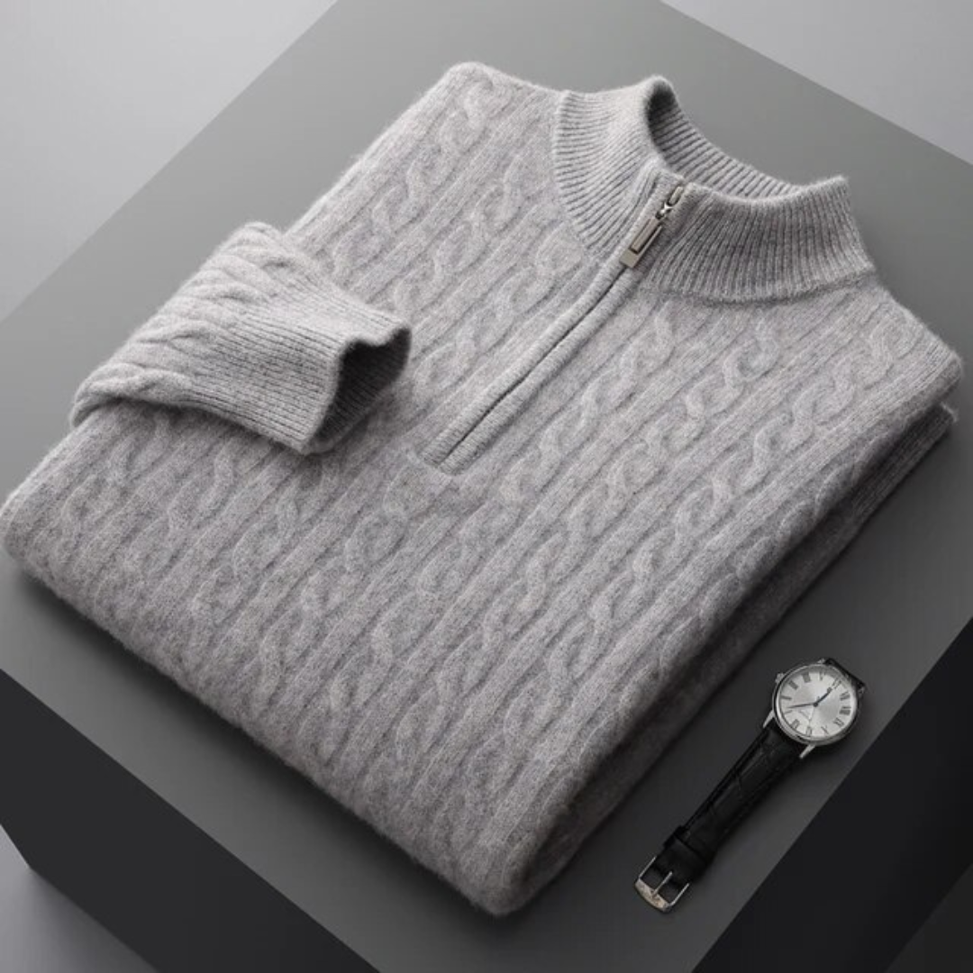 Suéter Meio-Zipper 100% Cashmere Elite