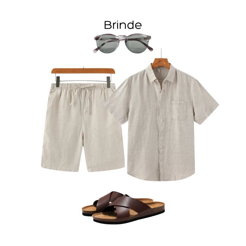 Kit Camisa e Short de Linho com Sándalia Elite