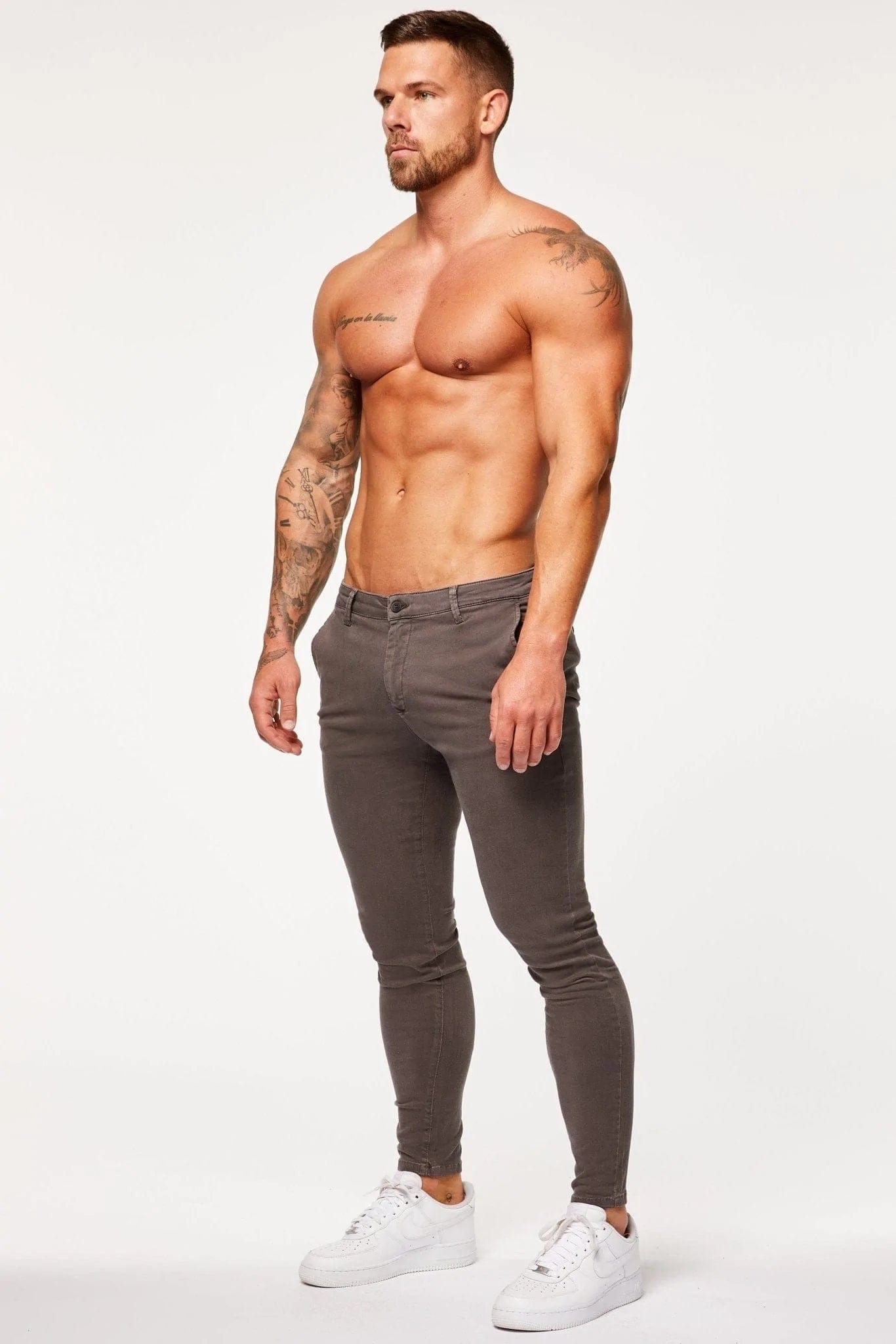 Calça Masculina Chino Skinny Elite Cinza Escuro
