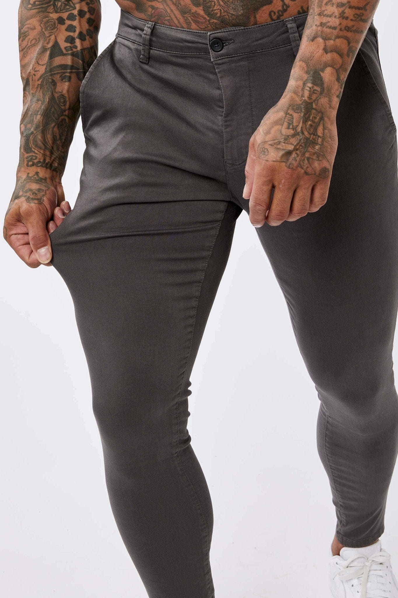 Calça Masculina Chino Skinny Elite Cinza Escuro