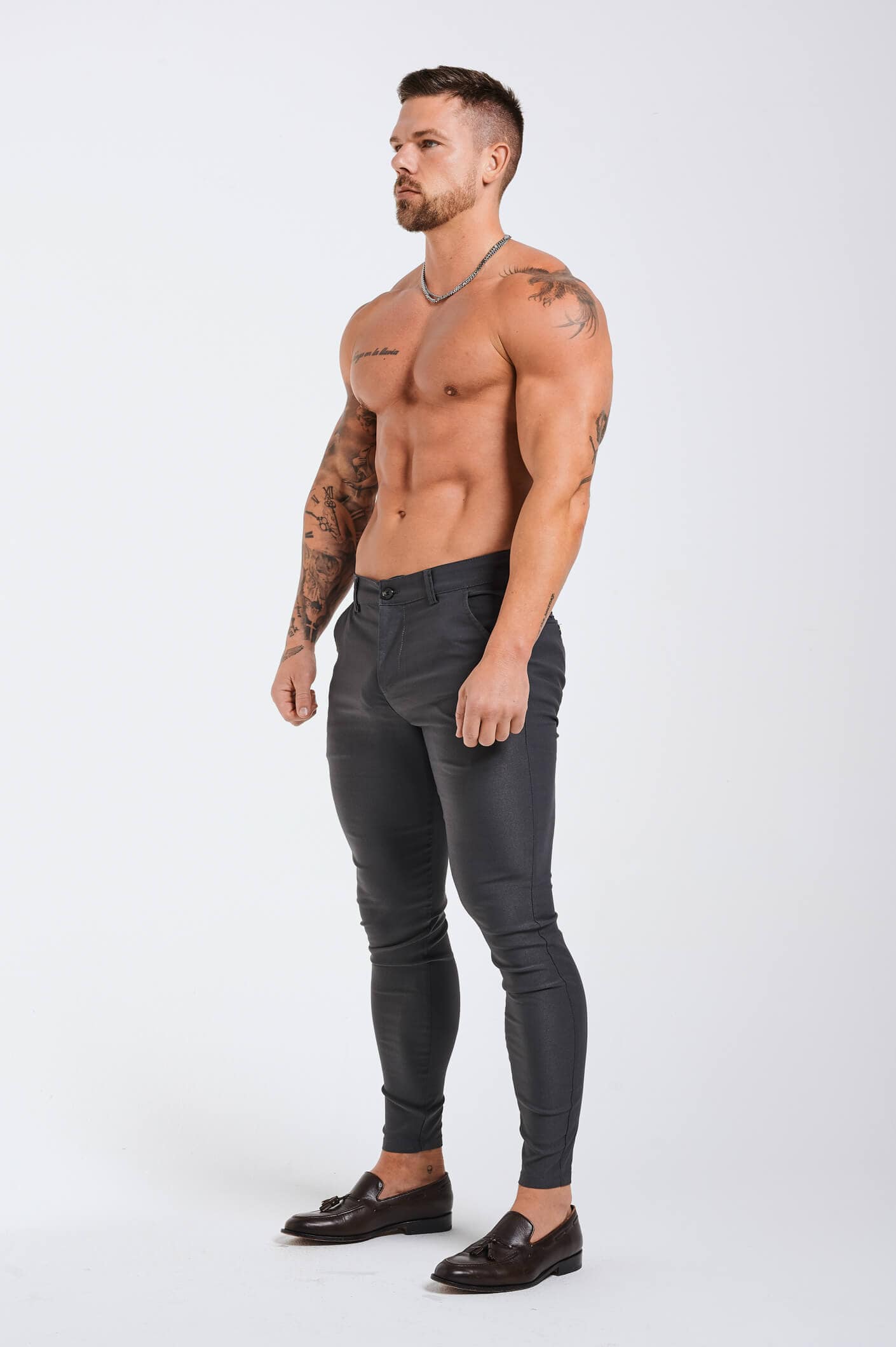 Calça Masculina Skinny Esporte Fino Elite Cinza Escuro