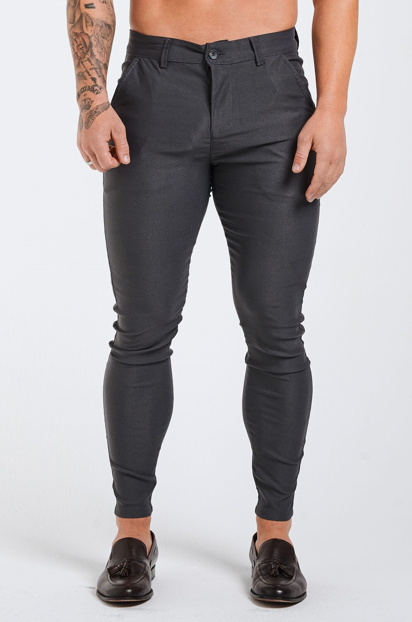 Calça Masculina Skinny Esporte Fino Elite Cinza Escuro