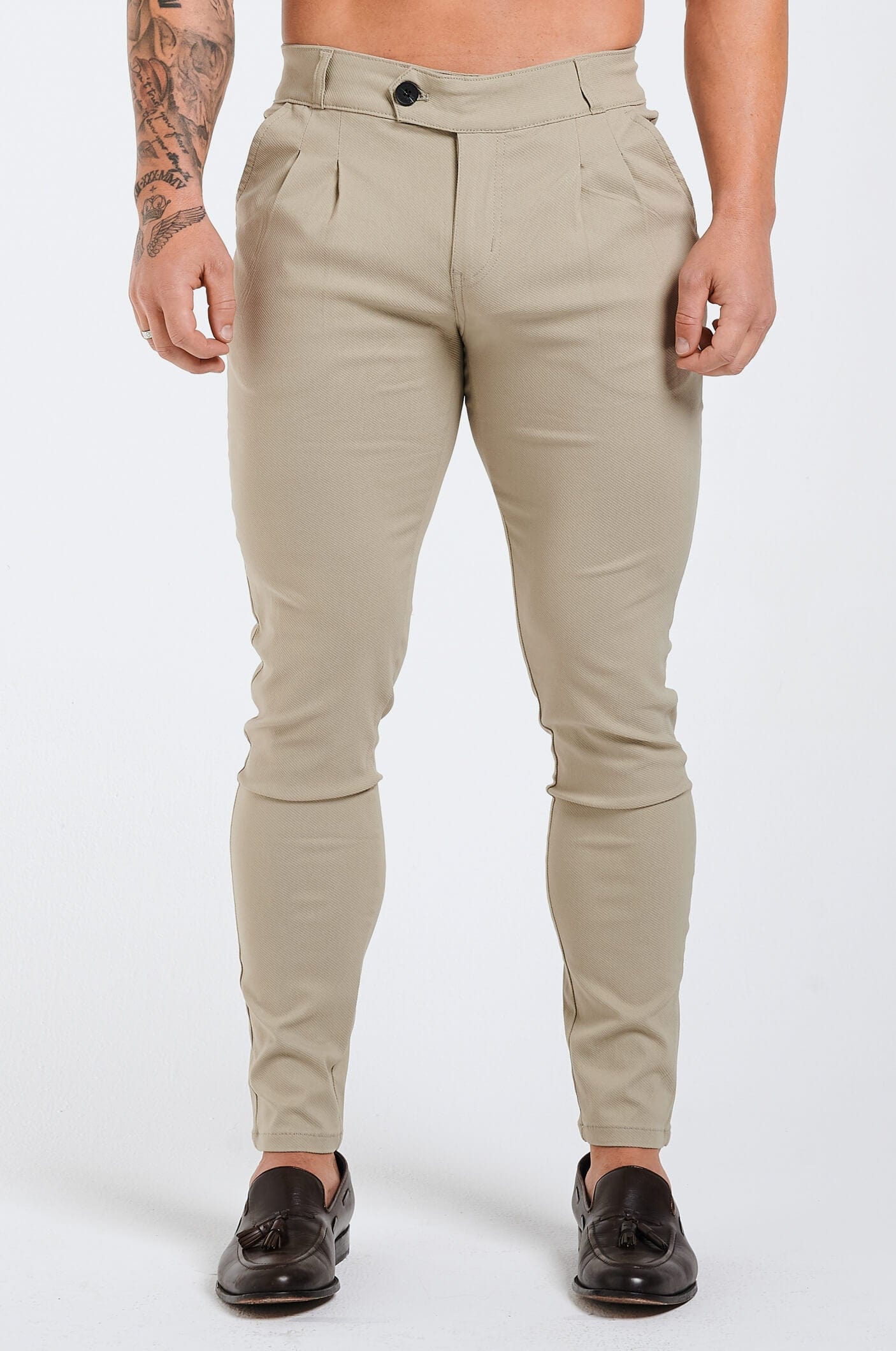 Calça Masculina Slim Fit Caqui Elite