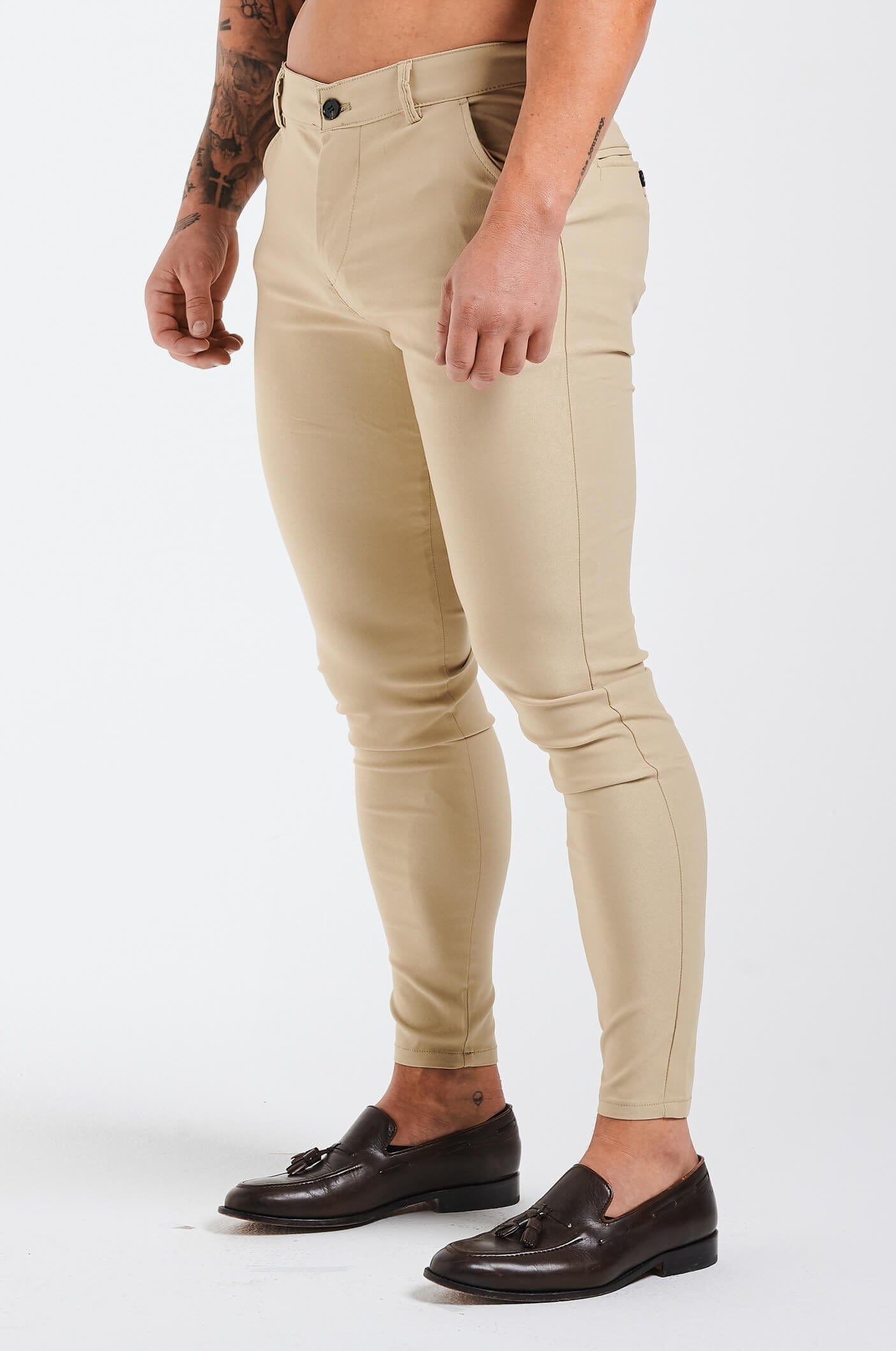 Calça Masculina Slim Fit Chino Elite Bege