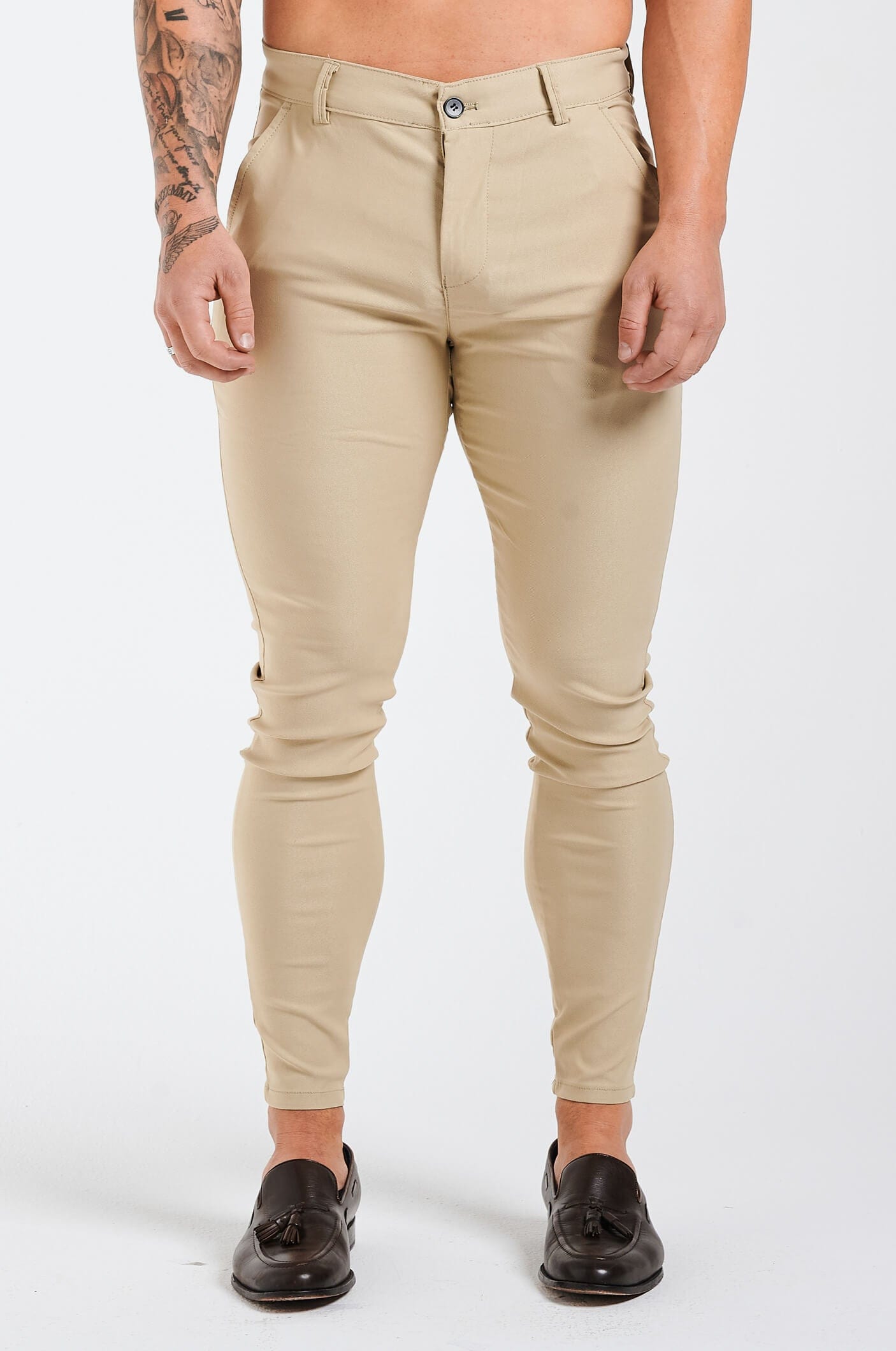 Calça Masculina Slim Fit Chino Elite Bege